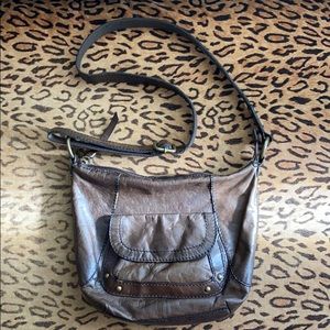 Fossil Genuine Leather Crossbody Charcoal Grey Bag